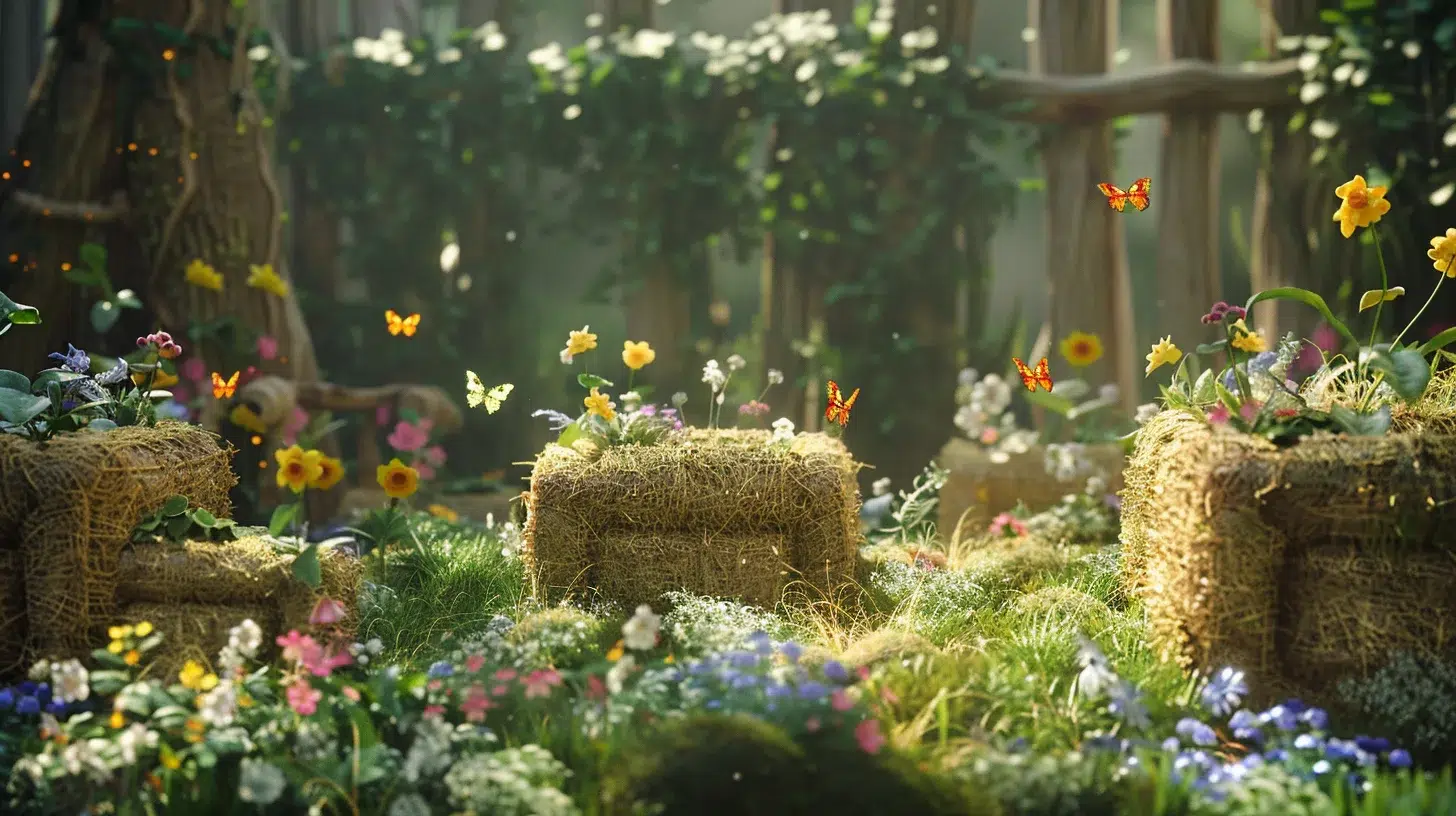 Création d’un jardin féerique à partir de simples bottes de paille